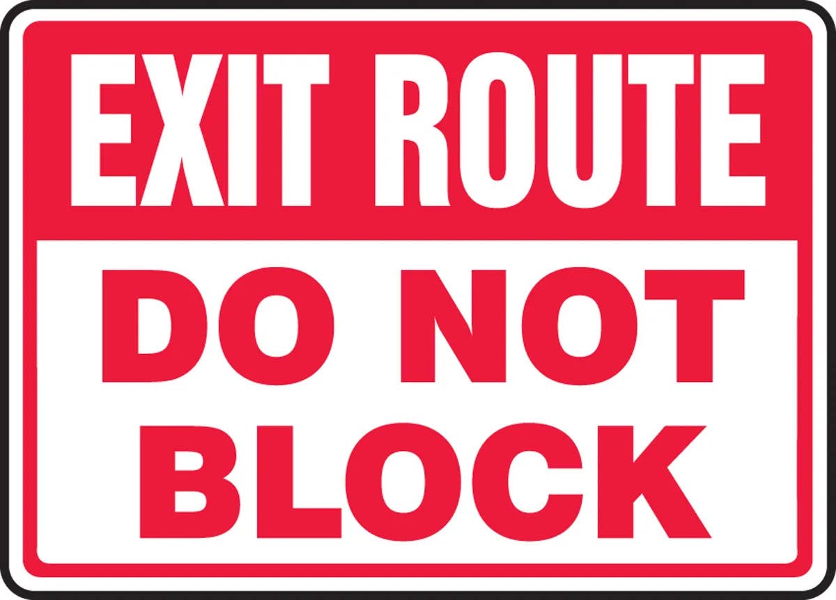 AccuformNMC MEXT560 Safety Sign, Exit Route, Do Not Block, 10" H x 14" W