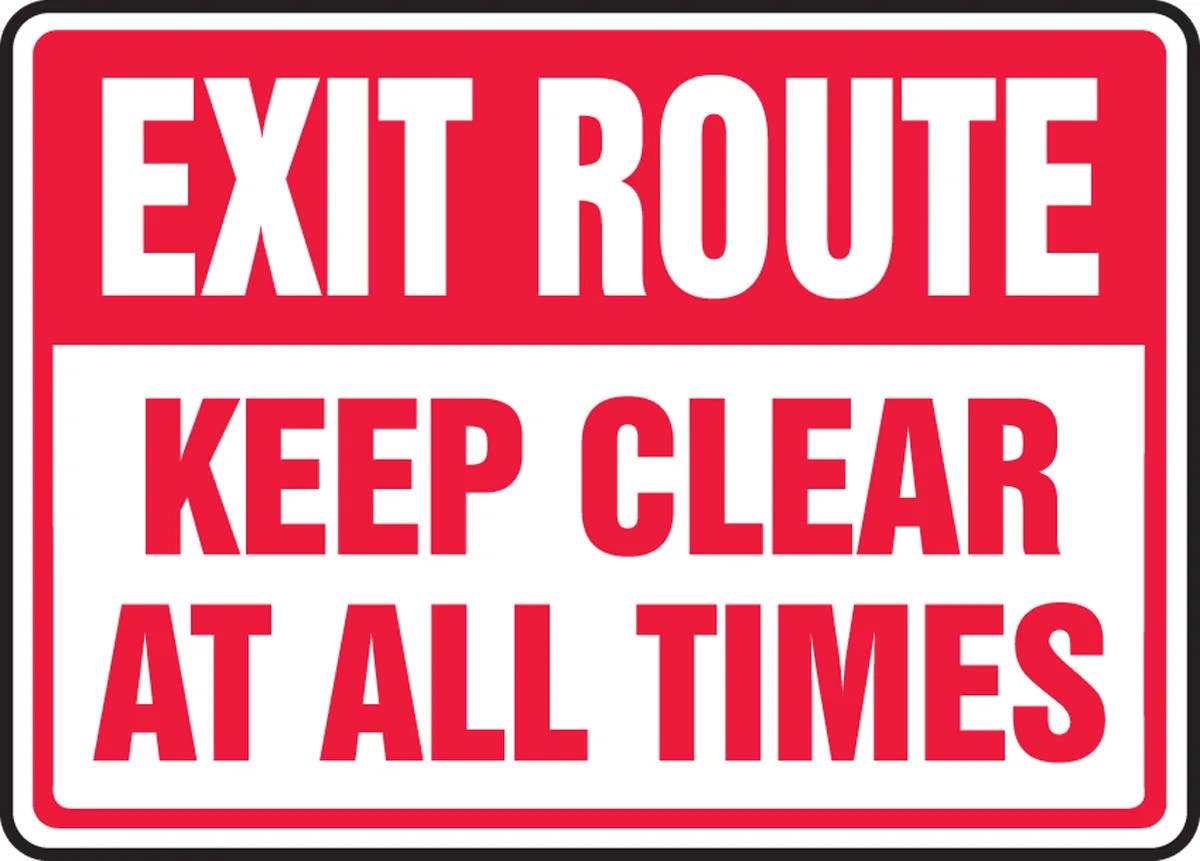 AccuformNMC MEXT561 Exit Route Safety Sign, Keep Clear At All Times, 10" H x 14" W