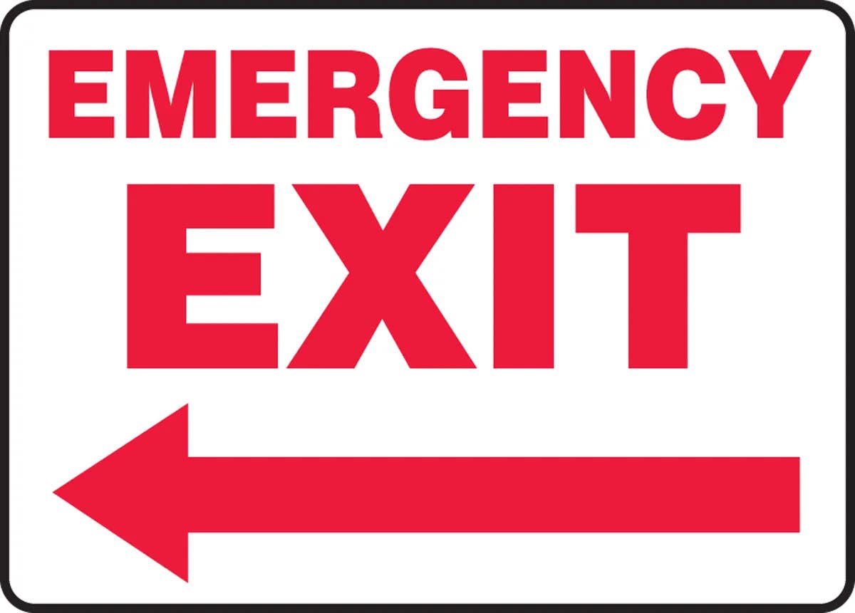 AccuformNMC MEXT5 Safety Sign, Emergency Exit, 10" H x 14" W