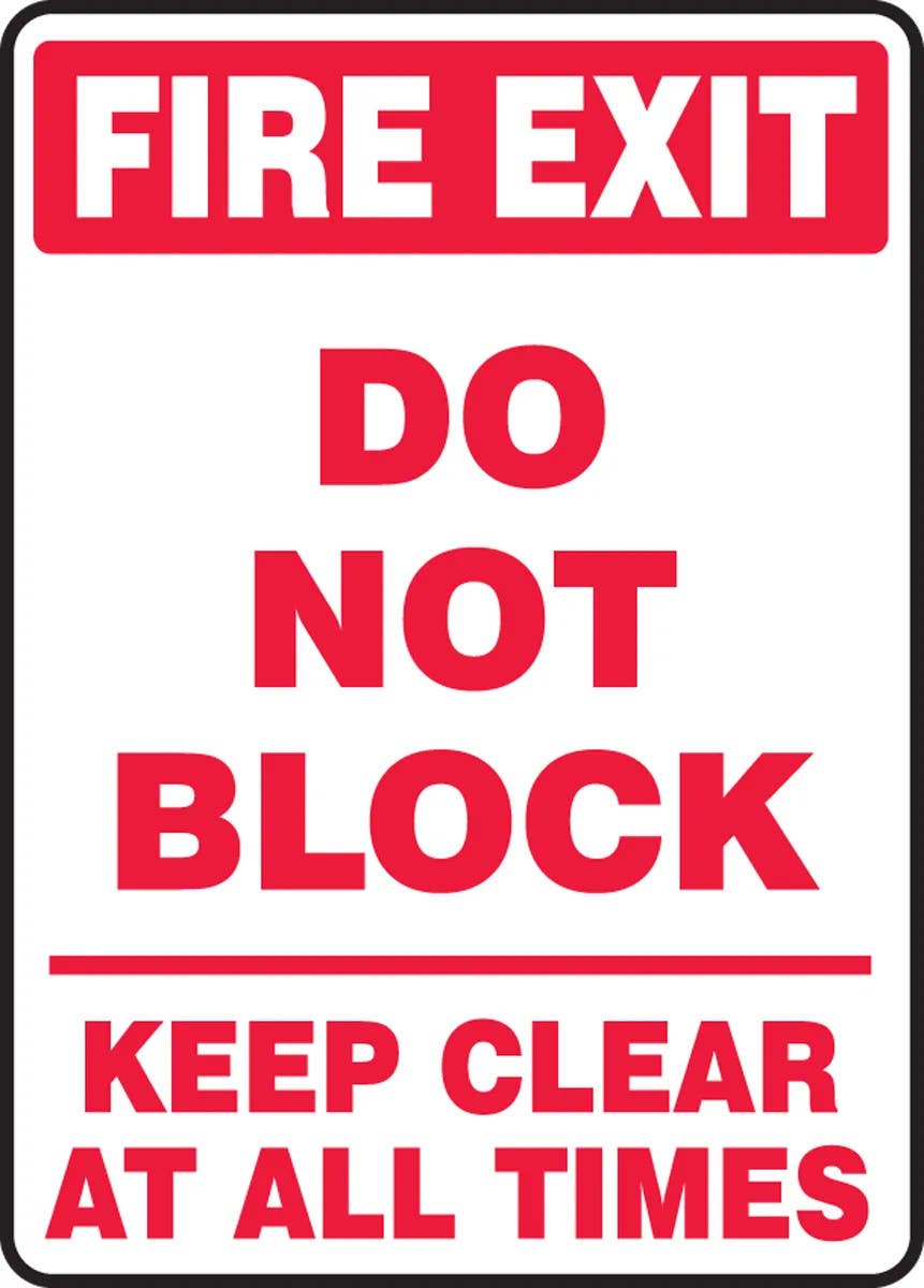 AccuformNMC MEXT572 Safety Sign, Fire Exit, Do Not Block, Keep Clear At All Times, 14" H x 10" W