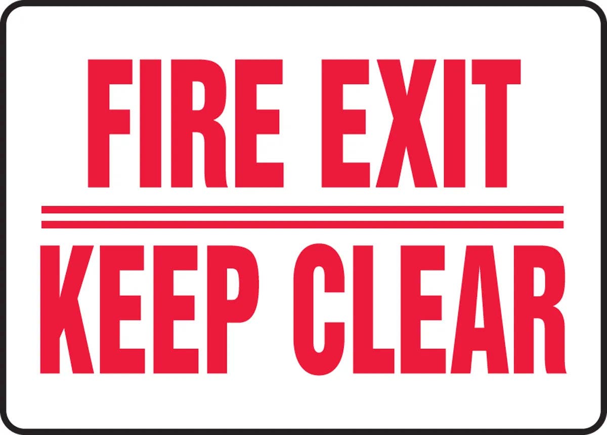AccuformNMC MEXT574 Safety Sign, Fire Exit, Keep Clear, 10" H x 14" W