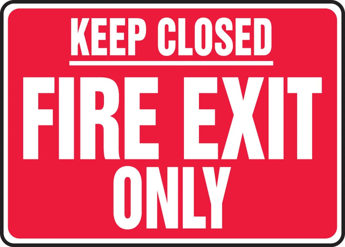 AccuformNMC MEXT575 Safety Sign, Keep Closed, Fire Exit Only, 10" H x 14" W