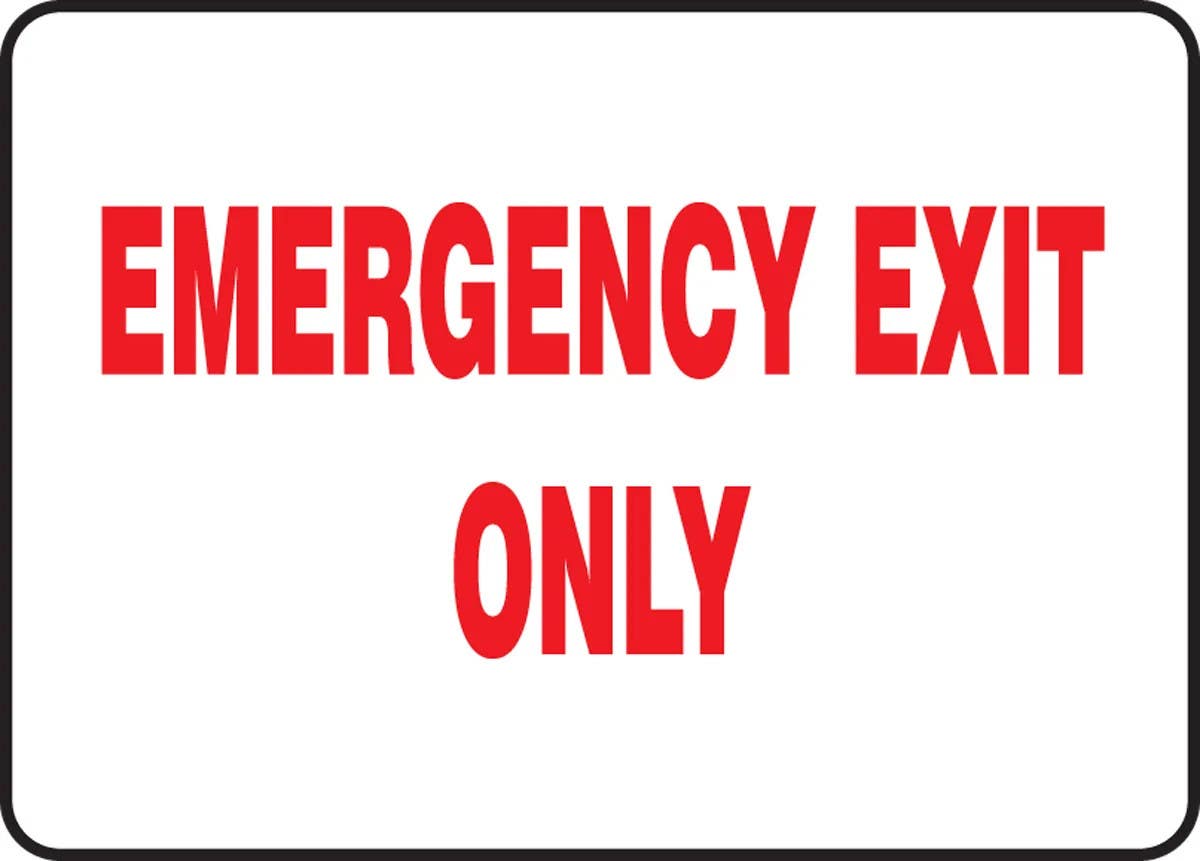 AccuformNMC MEXT576 Safety Sign, Emergency Exit Only, 7" H x 10" W