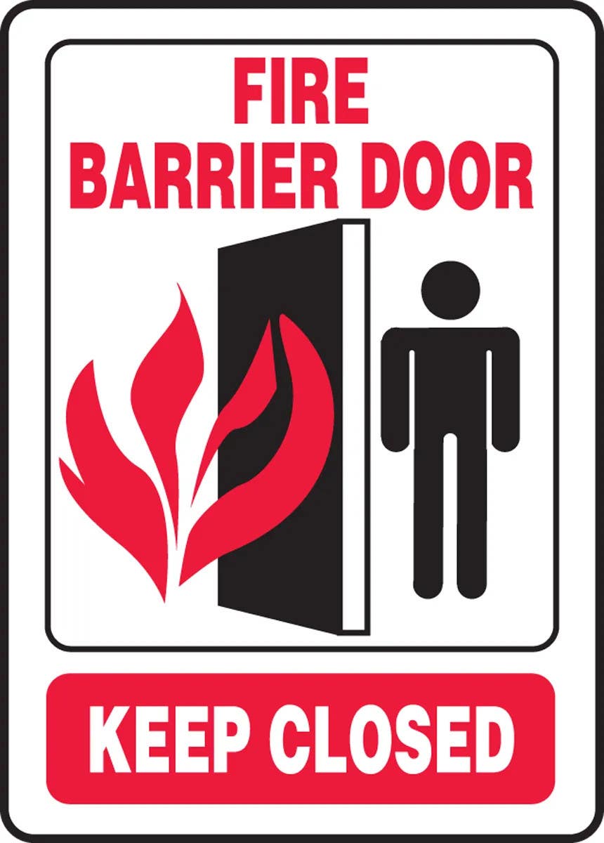 AccuformNMC MEXT577 Safety Sign, Fire Barrier Door, Keep Closed, 14" H x 10" W