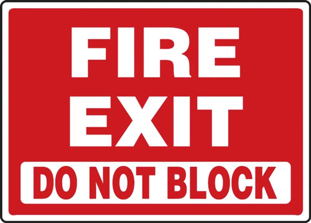 AccuformNMC MEXT929 Safety Sign, Fire Exit, Do Not Block, 10" H x 14" W