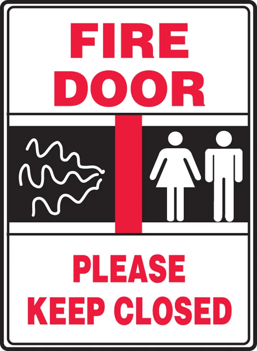 AccuformNMC MEXT936 Safety Sign, Fire Door, Please Keep Closed (Graphic), 14" H x 10" W