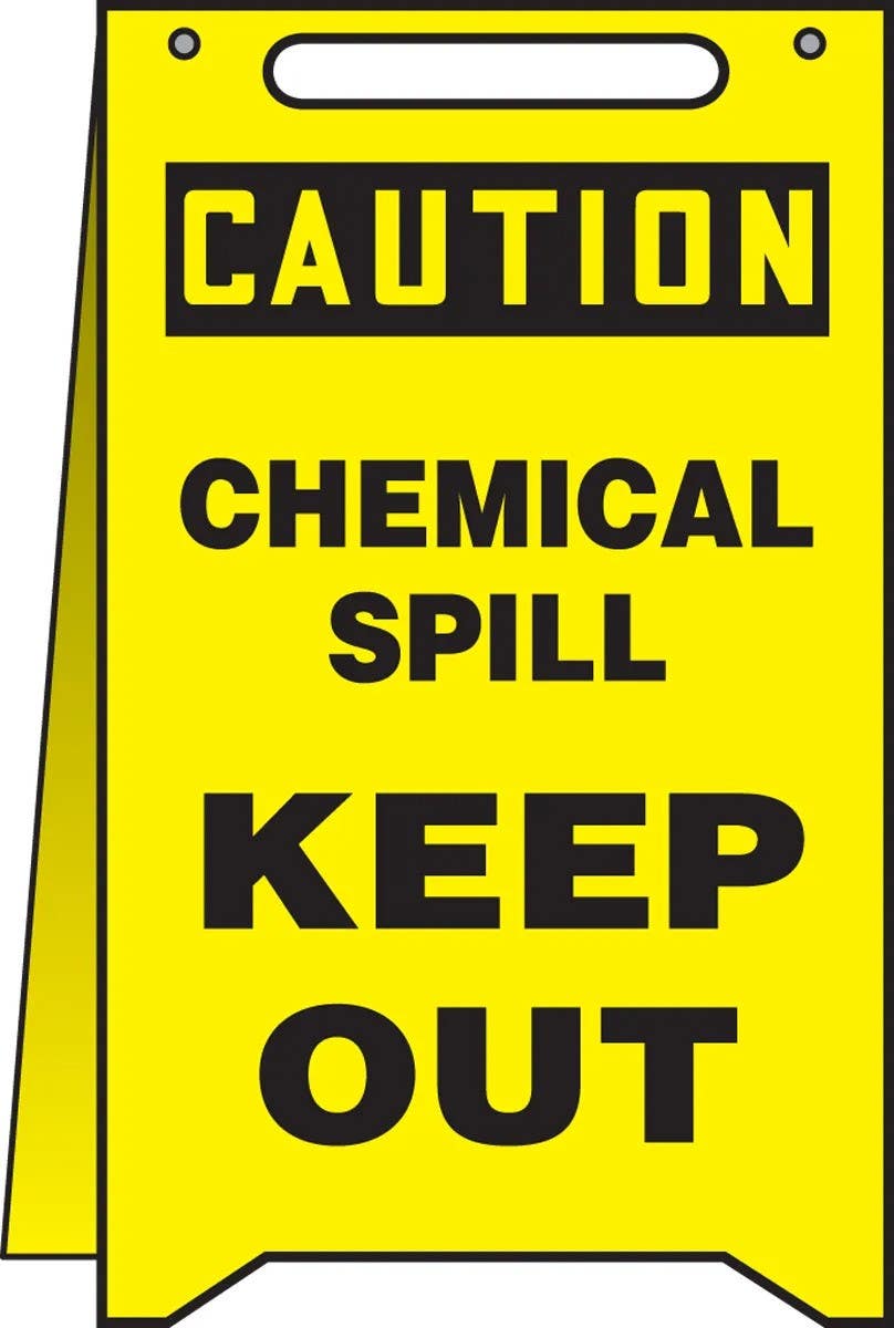 AccuformNMC MF112 Fold-Ups, Caution, Chemical Spill, Keep Out, 20" H x 12" W