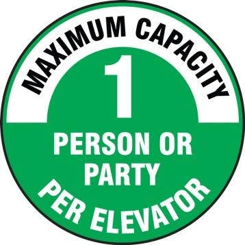 AccuformNMC MFC1 Carpet Decal, Maximum Capacity 1 Person Or Party Per Elevator