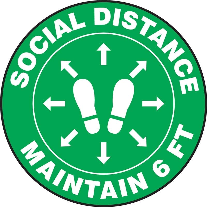 AccuformNMC MFC1 Carpet Decal, Social Distance Maintain 6 Ft (Footprints)