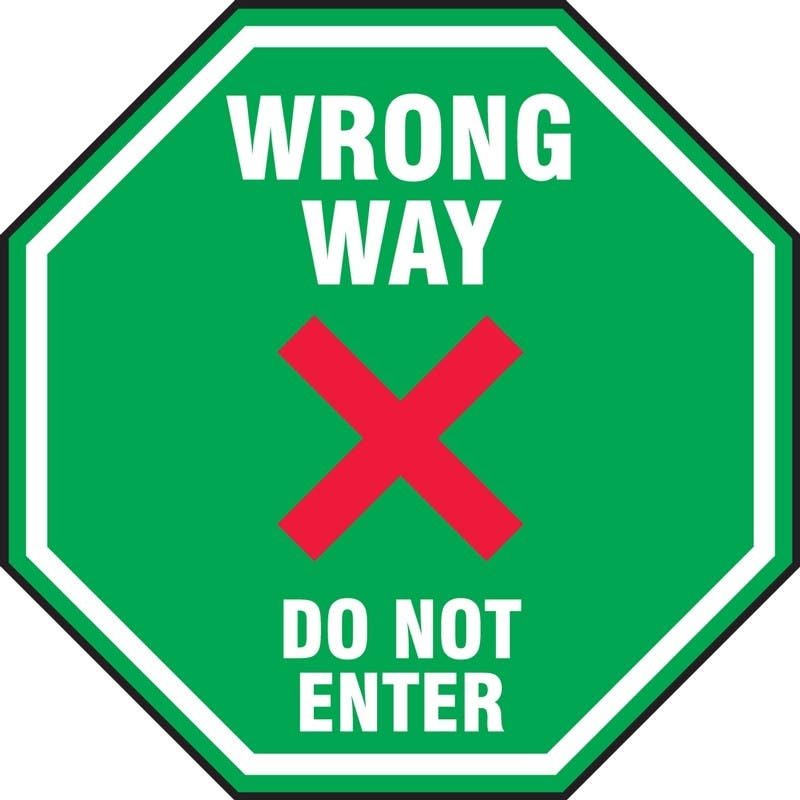 AccuformNMC MFC1 Carpet Decal, Wrong Way Do Not Enter