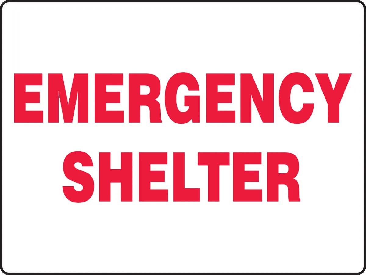 AccuformNMC MFEX511 Safety Sign, Emergency Shelter, 18" H x 24" W