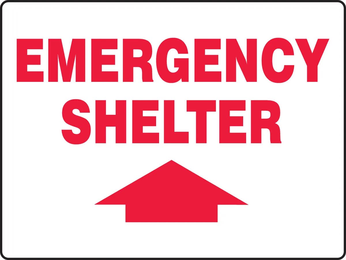 AccuformNMC MFEX51 Safety Sign, Emergency Shelter, 18" H x 24" W