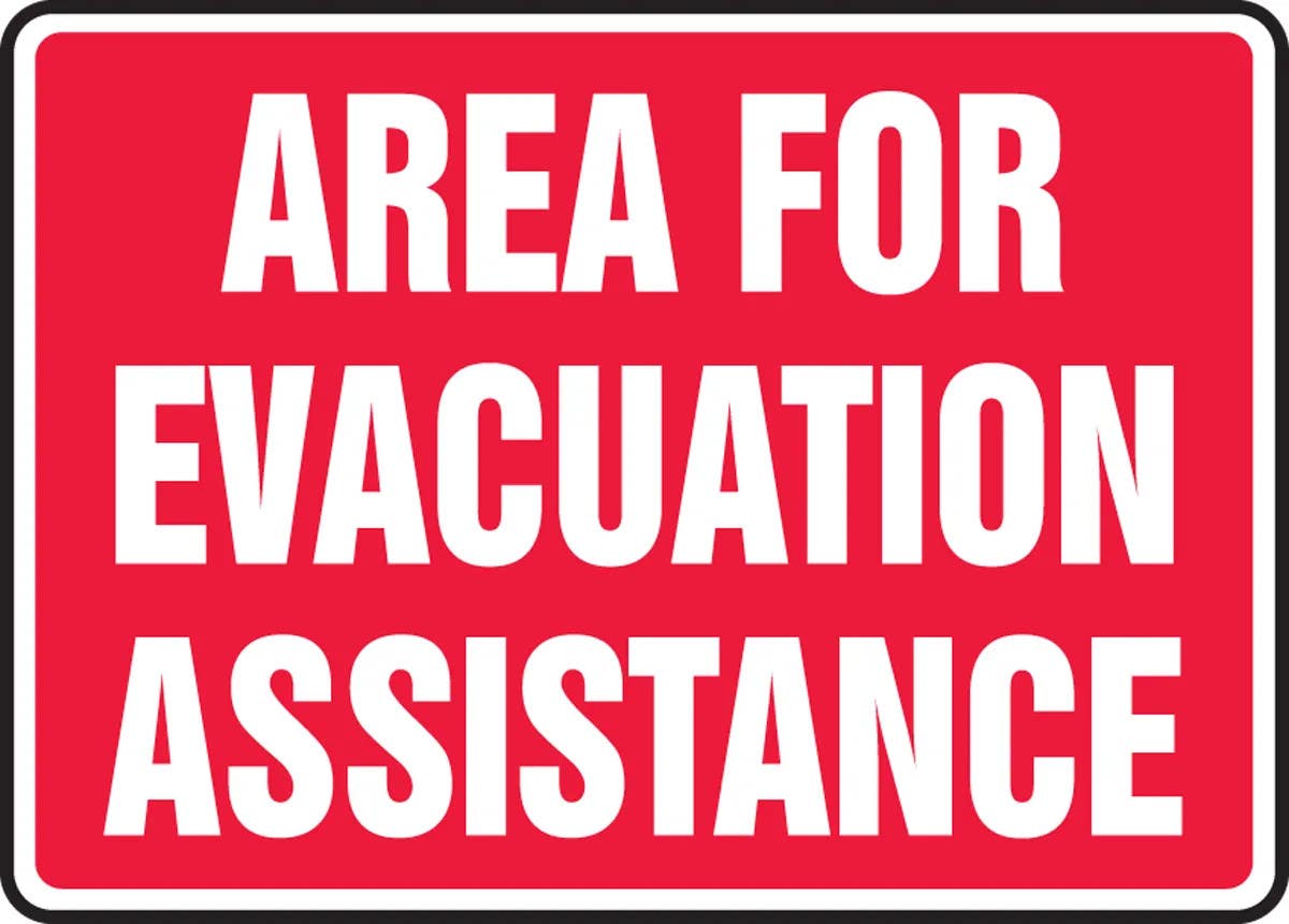 AccuformNMC MFEX526 Safety Sign, Area For Evacuation Assistance, 10" H x 14" W