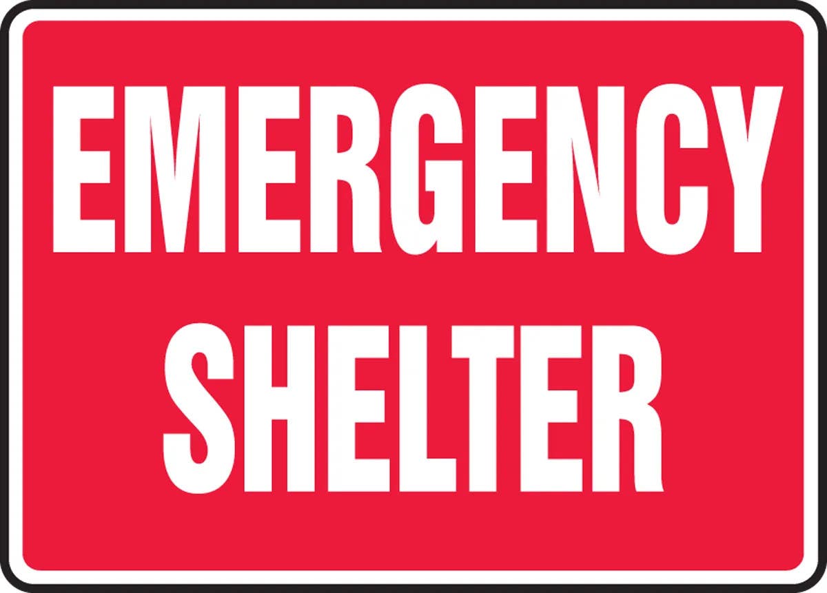 AccuformNMC MFEX527 Safety Sign, Emergency Shelter, 10" H x 14" W