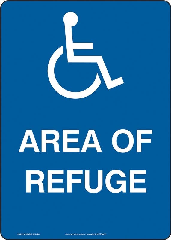 AccuformNMC MFEX600 Safety Sign, Area Of Refuge, 20" H x 14" W