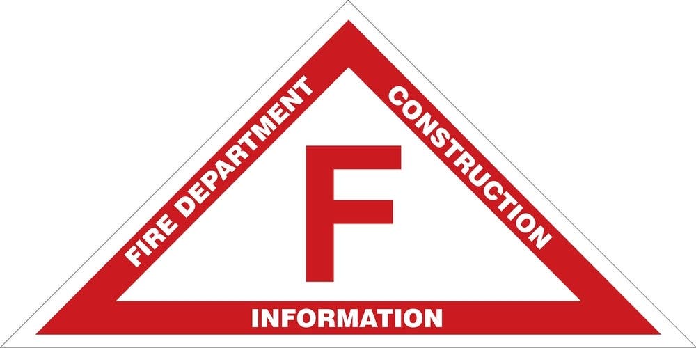 AccuformNMC MFEX5 Truss Sign, (Fire Department Construction Information), Reflective Dura-Aluminum, 6" H x 12" W