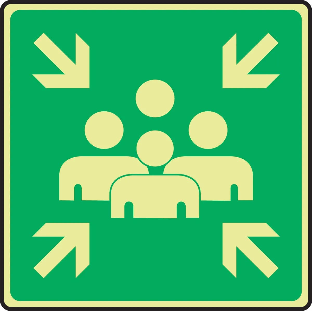 AccuformNMC MFEX93 Glow-In-The-Dark Safety Sign, (Muster Point)