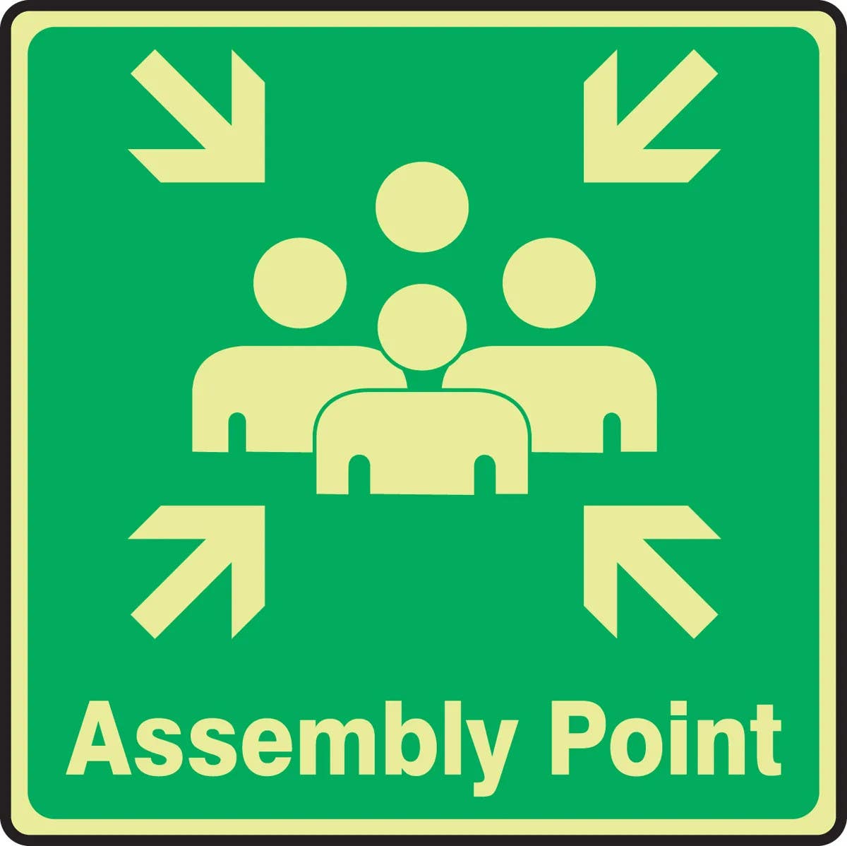 AccuformNMC MFEX93 Glow-In-The-Dark Safety Sign, Assembly Point (Graphic)