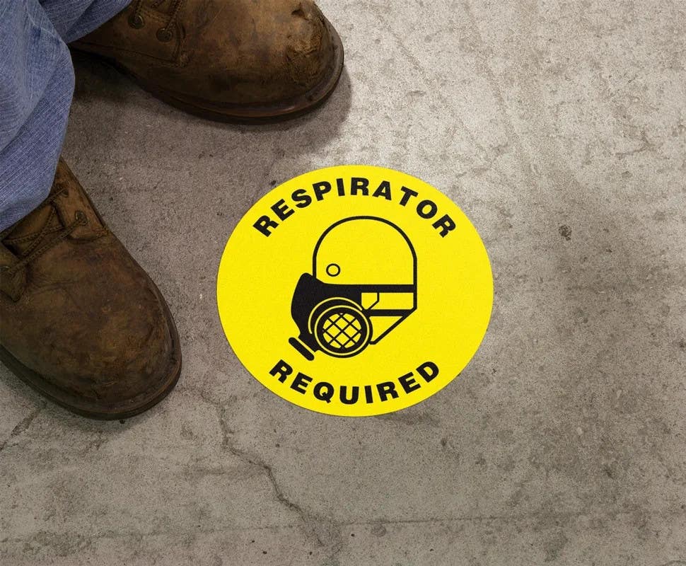 AccuformNMC MFS08 Slip-Gard Floor Sign, Respirator Required