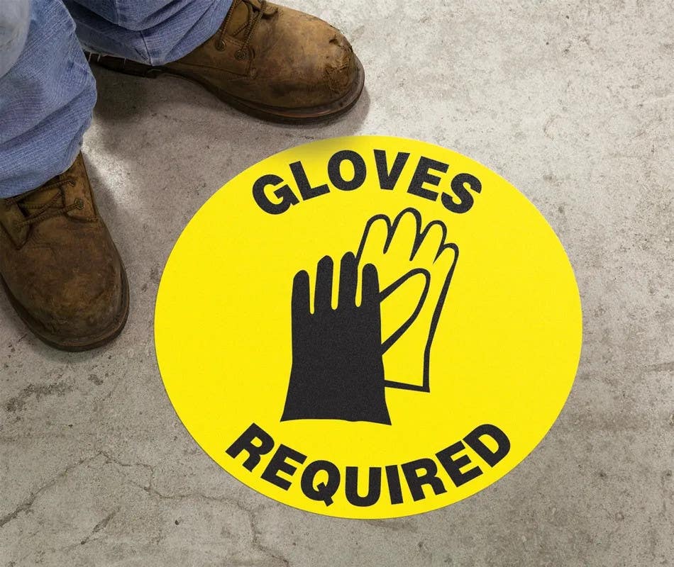 AccuformNMC MFS Slip-Gard Floor Sign, Gloves Required