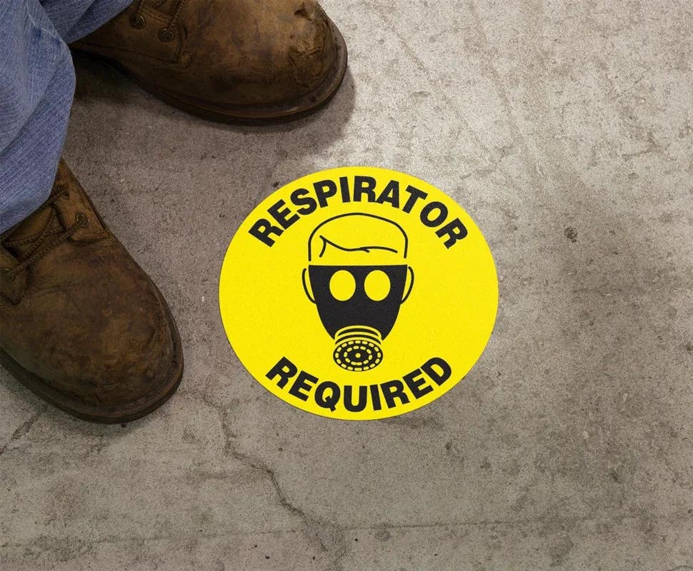 AccuformNMC MFS Slip-Gard Floor Sign, Respirator Required