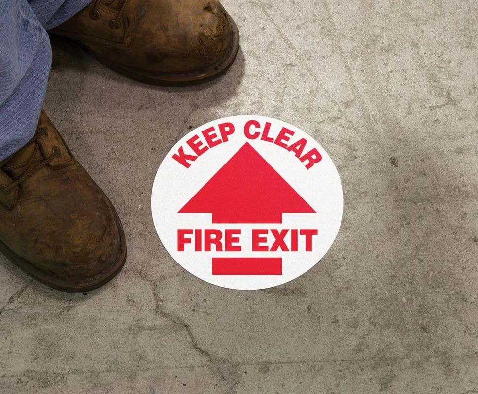 AccuformNMC MFS Slip-Gard Floor Sign, Keep Clear, Fire Exit