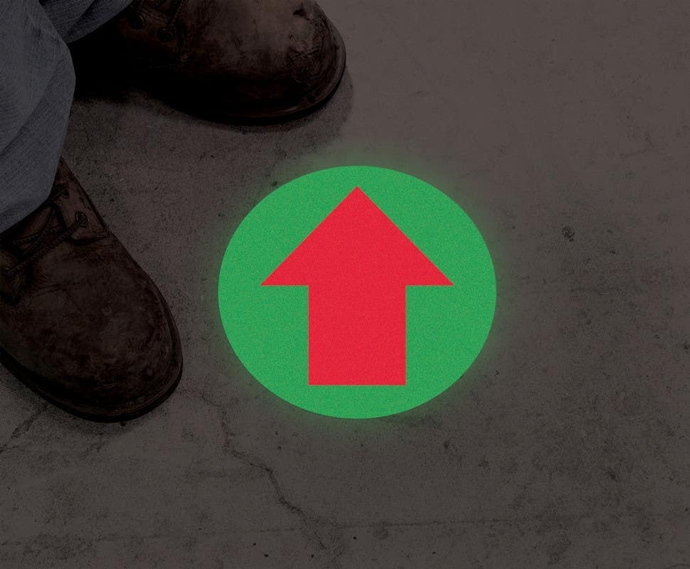 AccuformNMC MFS Floor Sign, Admittance And Exit, Lumi-Glow Flex