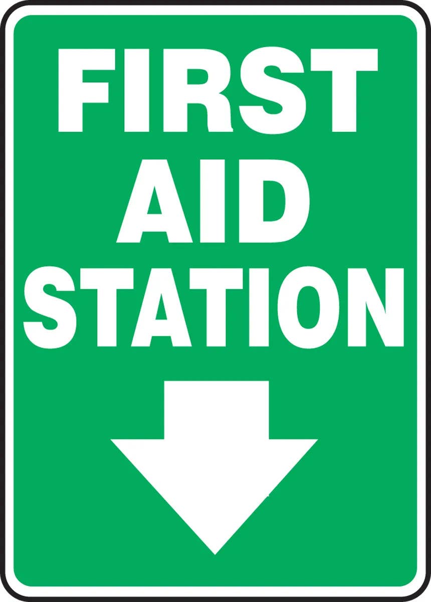 AccuformNMC MFSD Safety Sign, First Aid Station Sign