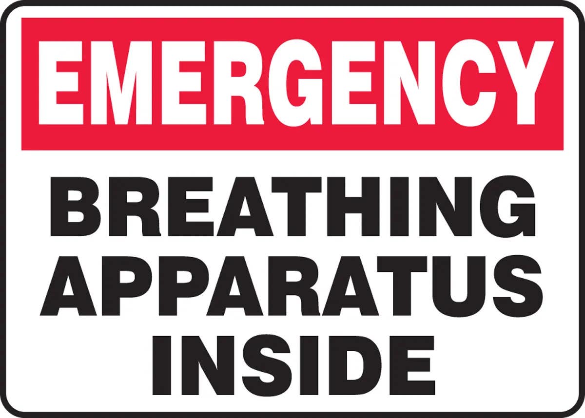 AccuformNMC MFSD First Aid Sign, Emergency, Breathing Apparatus Inside