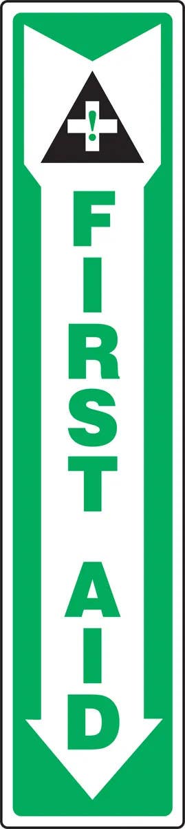 AccuformNMC MFSD500 First Aid Sign, First Aid (Below), 18" H x 4" W