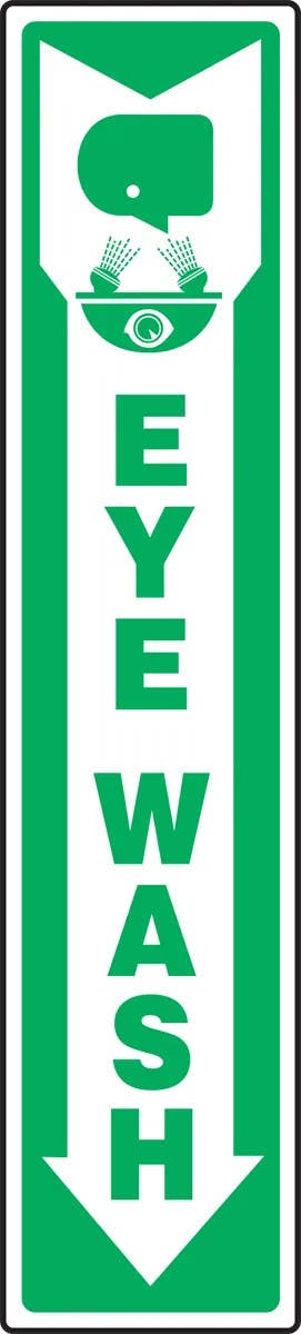 AccuformNMC MFSD508 Safety Sign, Eye Wash (Down Arrow), 18" H x 4" W
