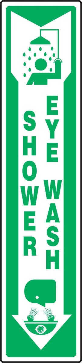 AccuformNMC MFSD510 Safety Sign, Shower, Eye Wash, 18" H x 4" W