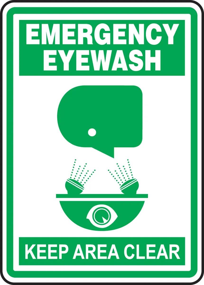 AccuformNMC MFSD Safety Sign, Emergency Eyewash, Keep Clear
