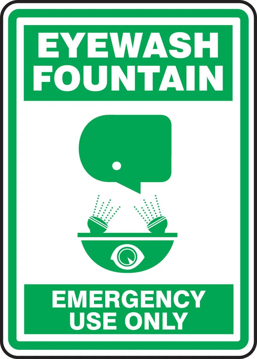 AccuformNMC MFSD523 Safety Sign, Eyewash Fountain, Emergency Use Only, 14" H x 10" W