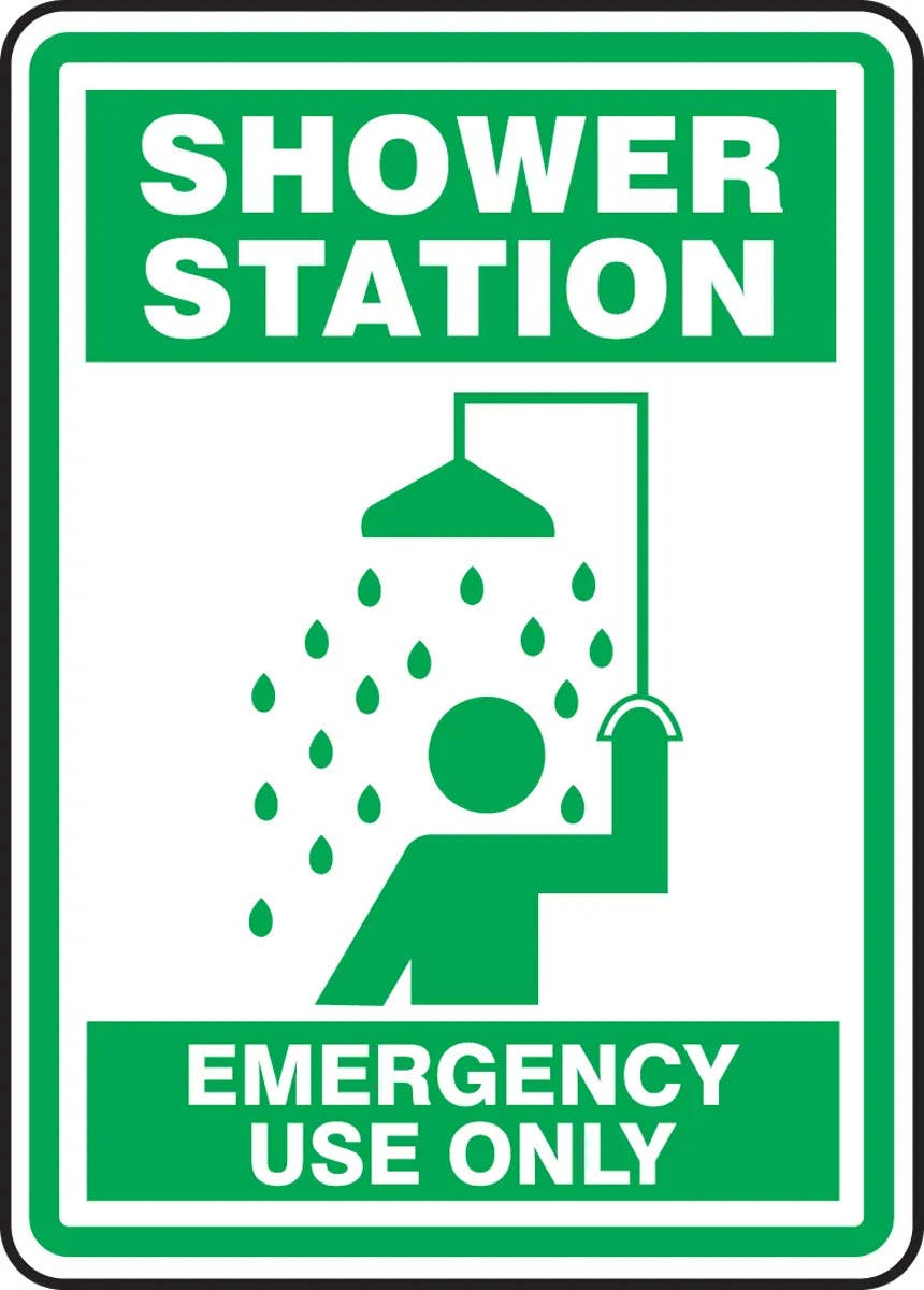 AccuformNMC MFSD525 Safety Sign, Shower Station, Emergency Use Only, 14" H x 10" W