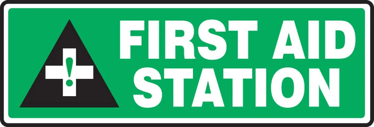 AccuformNMC MFSD556 Safety Sign, First Aid Station (Symbol), 4" H x 12" W