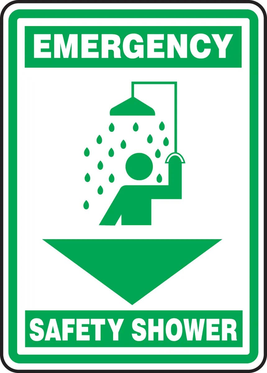 AccuformNMC MFSD568 Emergency Safety Sign, Safety Shower, 14" H x 10" W