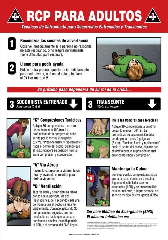 AccuformNMC MFSD607 Safety Posters, Adult CPR, 20" H x 14" W