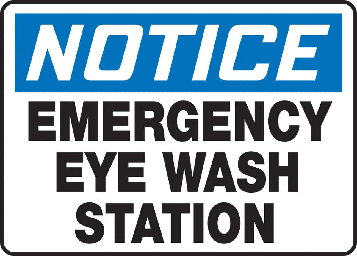 AccuformNMC MFSD815 OSHA Notice Safety Sign, Emergency Eye Wash Station, 10" H x 14" W