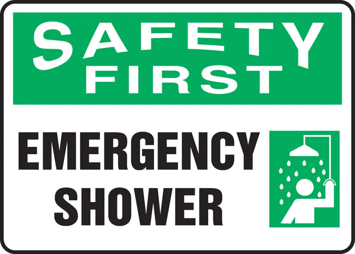 AccuformNMC MFSD9 OSHA Safety First Safety Sign, Emergency Shower