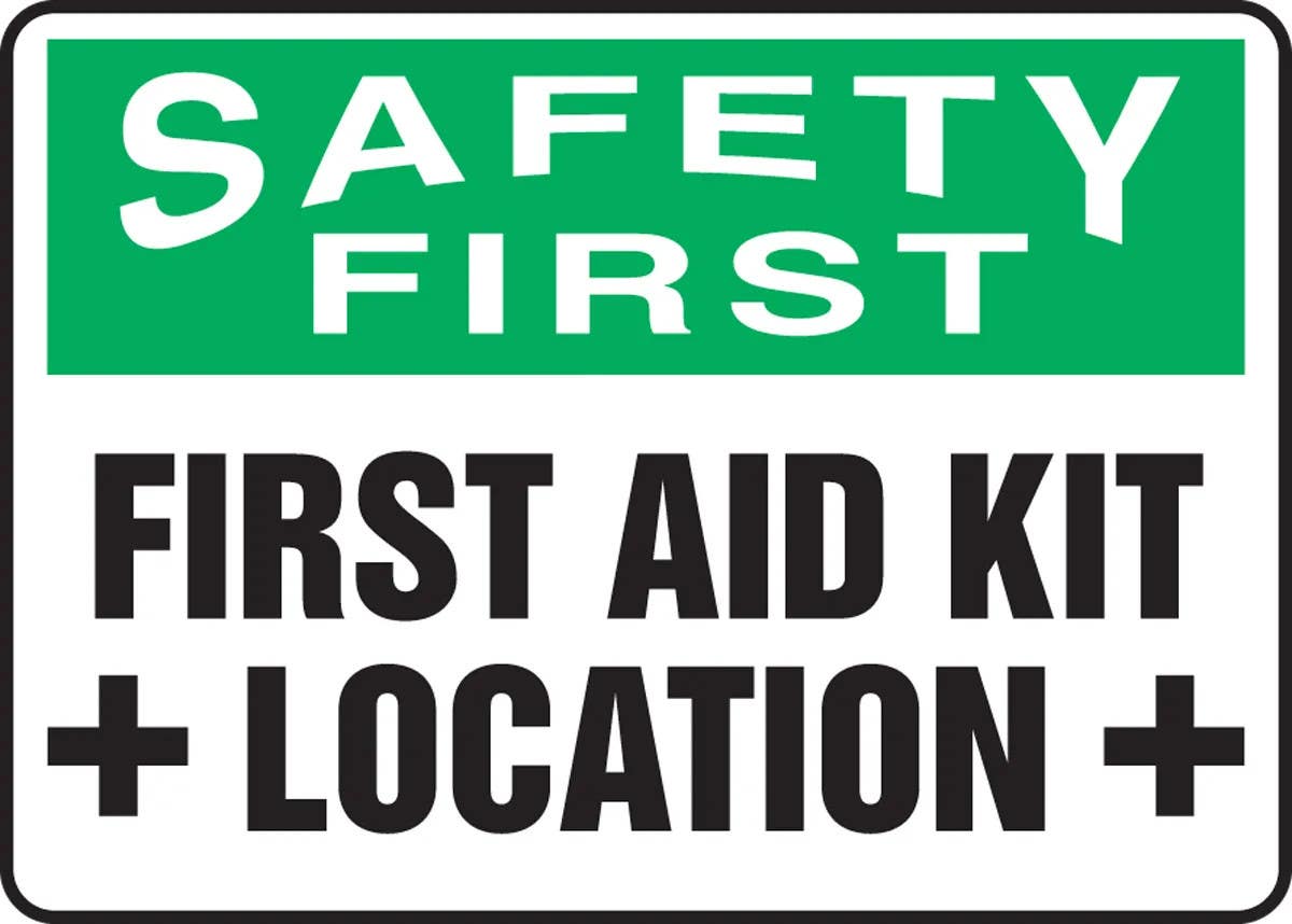 AccuformNMC MFSD9 OSHA Safety First Safety Sign, First Aid Kit Location