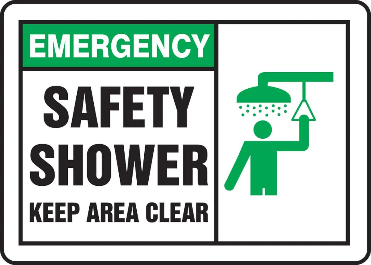 AccuformNMC MFSD9 Emergency Safety Sign, Safety Shower, Keep Area Clear