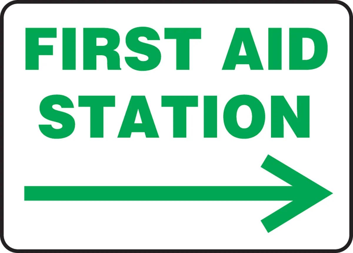 AccuformNMC MFSD9 Safety Sign, First Aid Station, 10" H x 14" W