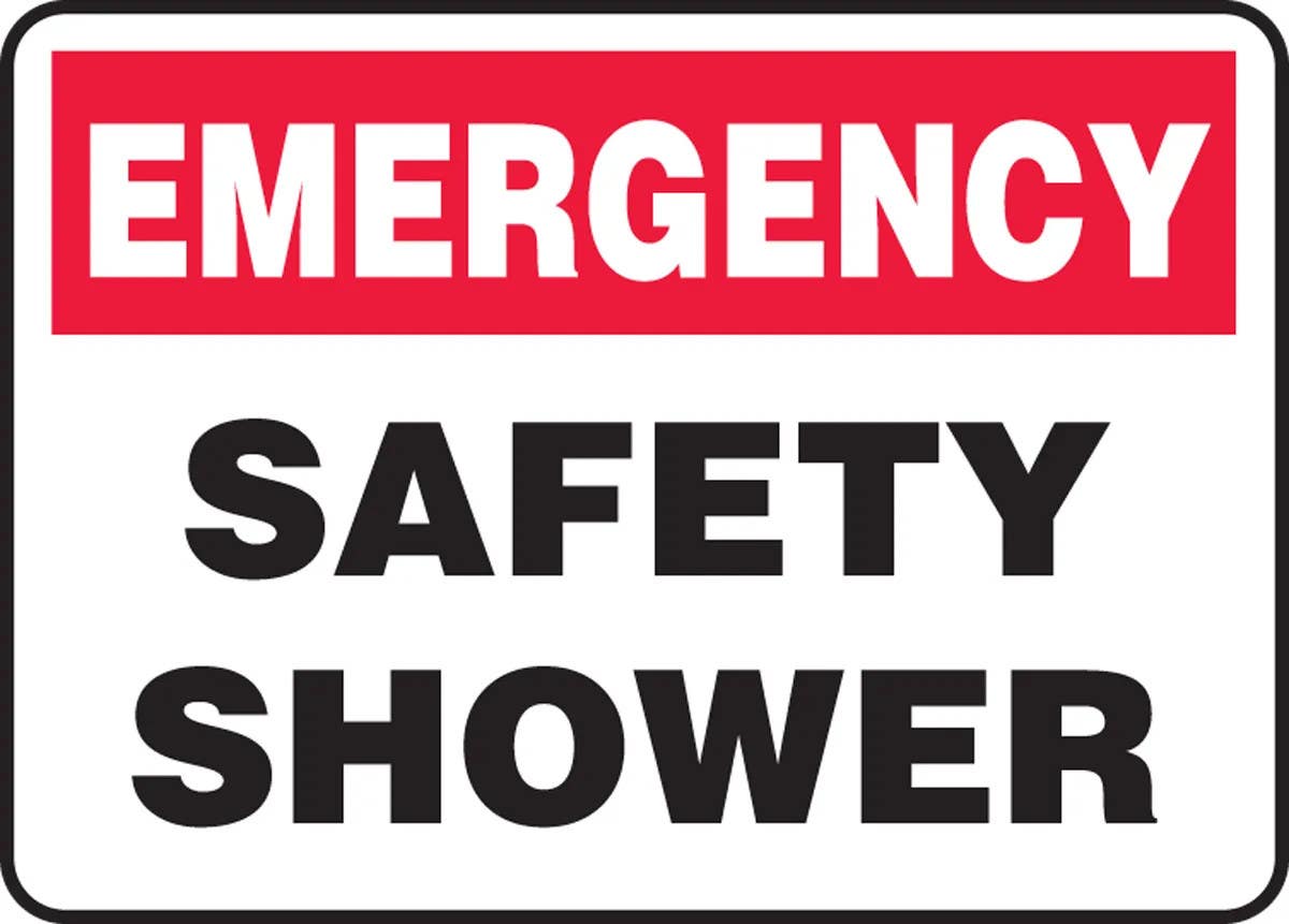 AccuformNMC MFSD989 Emergency Safety Sign, Safety Shower, 10" H x 14" W
