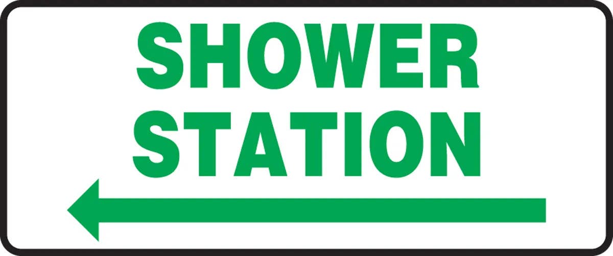 AccuformNMC MFSD991 Safety Sign, Shower Station, Left Arrow, 7" H x 17" W