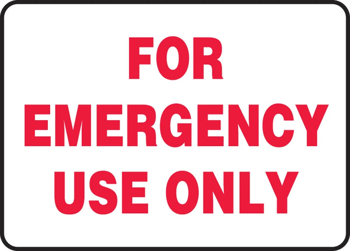 AccuformNMC MFSD999 Safety Sign, For Emergency Use Only, 10" H x 14" W