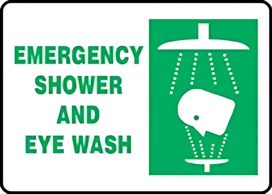 AccuformNMC MFSR528 First Aid Safety Sign, Emergency Shower And Eye Wash, 7" H x 10" W
