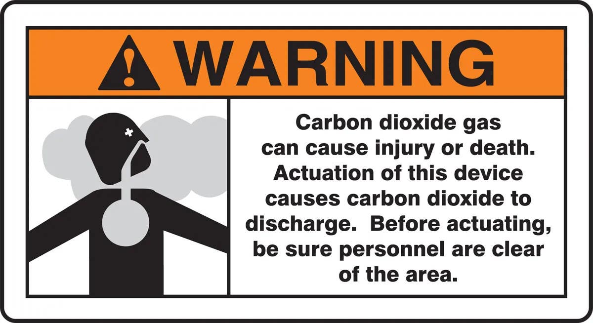 AccuformNMC MFXG346 ANSI Warning Safety Sign, Carbon Dioxide Gas Can Cause Injury Or Death…,  6-1/2" H x 12" W