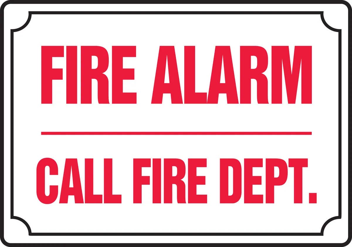 AccuformNMC MFXG4 Safety Sign, Fire Alarm, Call Fire Dept.