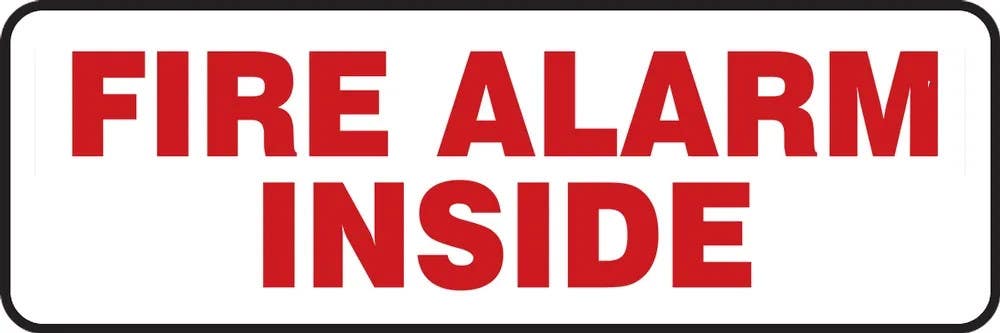 AccuformNMC MFXG415 Safety Sign, Fire Alarm Inside, 4" H x 12" W